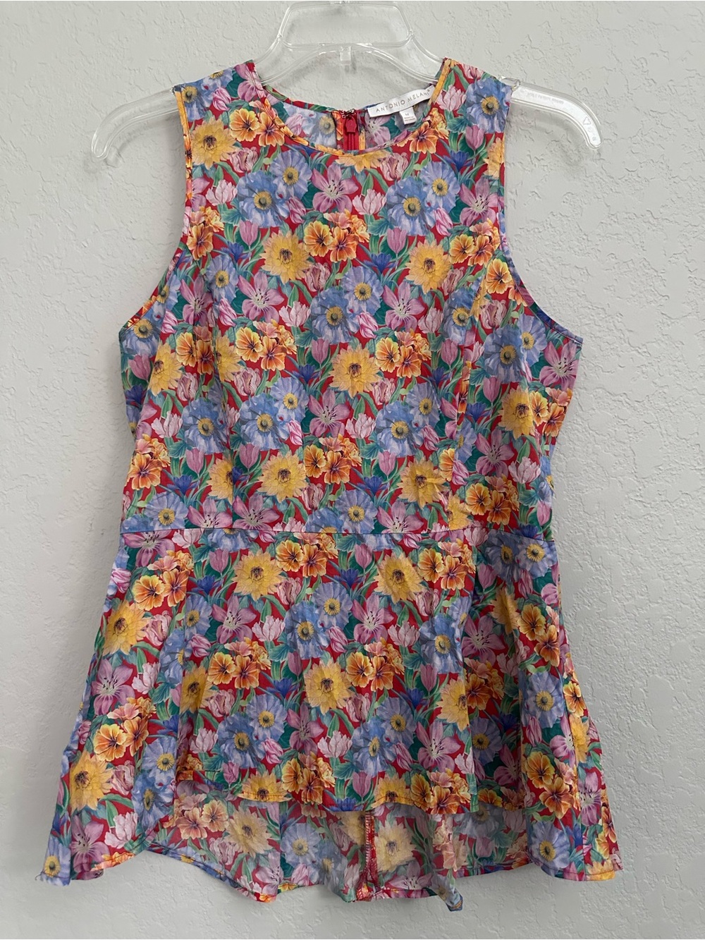 Antonio Melani Floral Meadow Peplum Sleeveless Top women’s Size Medium